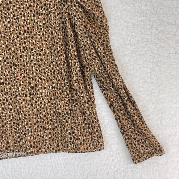 Dolan Brown Animal Print Long Sleeve Round Neck Lightweight Shirt Womens Size L - Picture 3 of 13